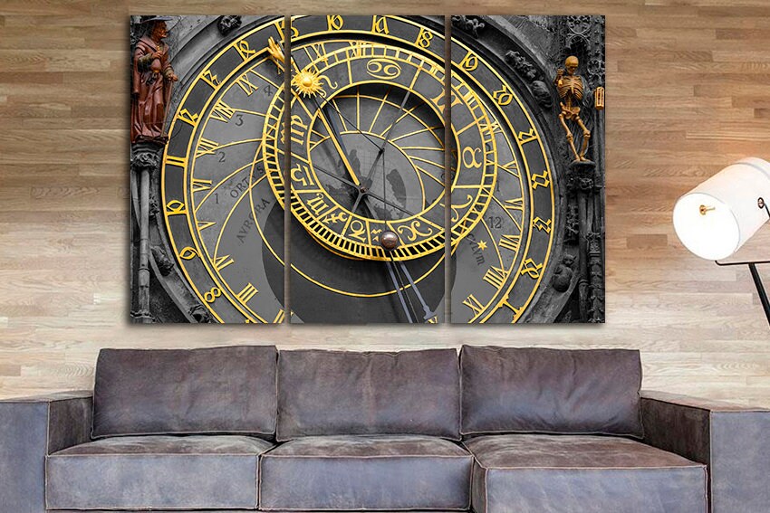 Astronomical clock Astrology canvas Prague print Artwork mechanism ready to hang