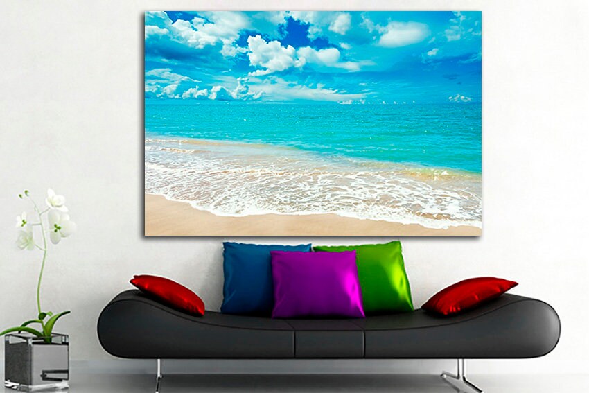 Sea canvas Summer art prints Beach wall decor Nature print Landscape photography Colorful sea