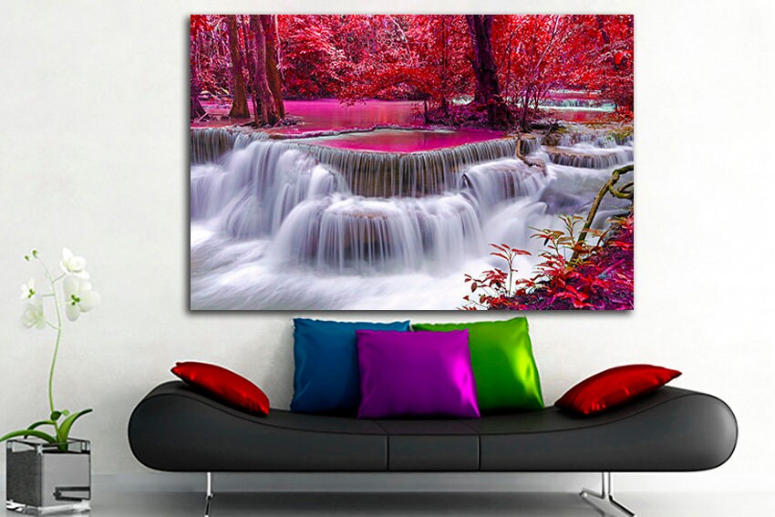 Canvas waterfall Nature decor Landscape art Bedroom decor Ready to hang