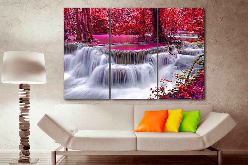 Canvas waterfall Nature decor Landscape art Bedroom decor Ready to hang