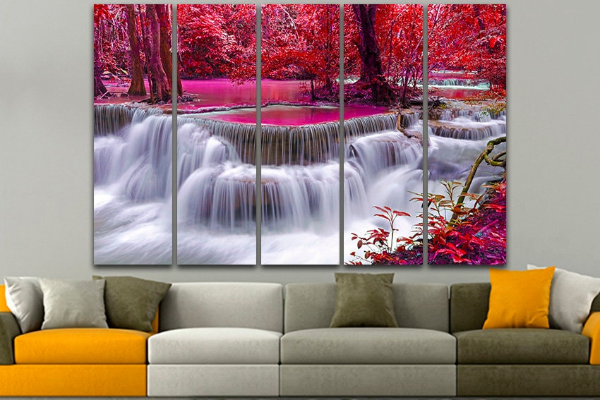Canvas waterfall Nature decor Landscape art Bedroom decor Ready to hang