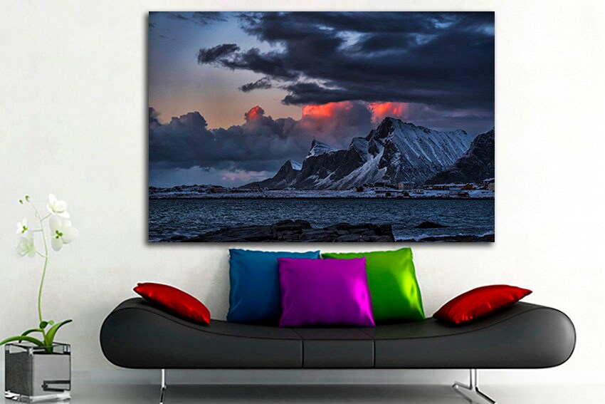Mountain art Snow print Landscape decor Nature artwork Ready to hang