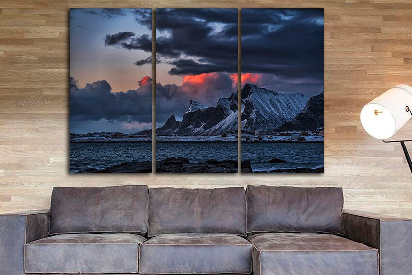 Mountain art Snow print Landscape decor Nature artwork Ready to hang