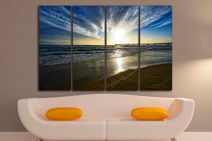 Venice beach Landscape canvas Sunset print Large canvas set Beach decor Nature photo California art