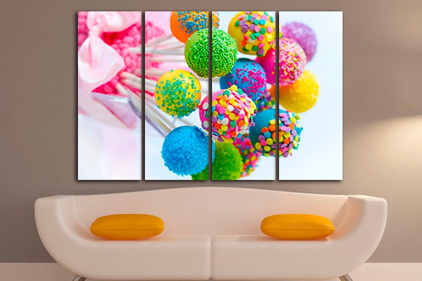 Lollipop print on canvas Colorful sweet decor Kitchen wall art Gift candy