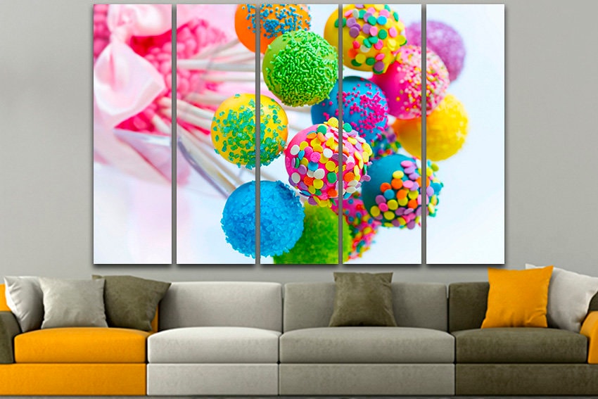 Lollipop print on canvas Colorful sweet decor Kitchen wall art Gift candy