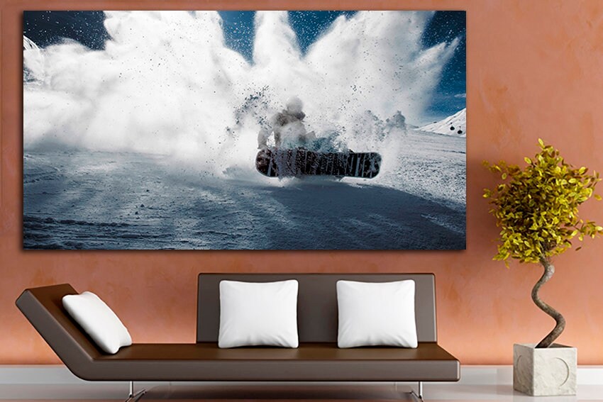 Snowboarding canvas Snowboarder sport Snow decor ready to hang