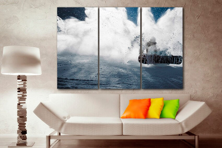 Snowboarding canvas Snowboarder sport Snow decor ready to hang