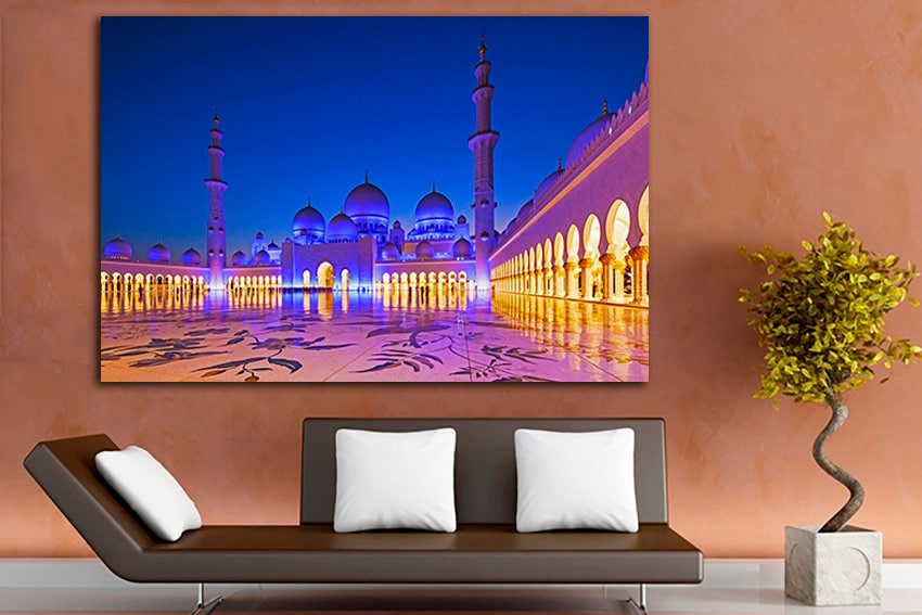 Sheikh Zayed Mosque Abu Dhabi United Arab Emirates canvas Turkey decor Islamic travel gift