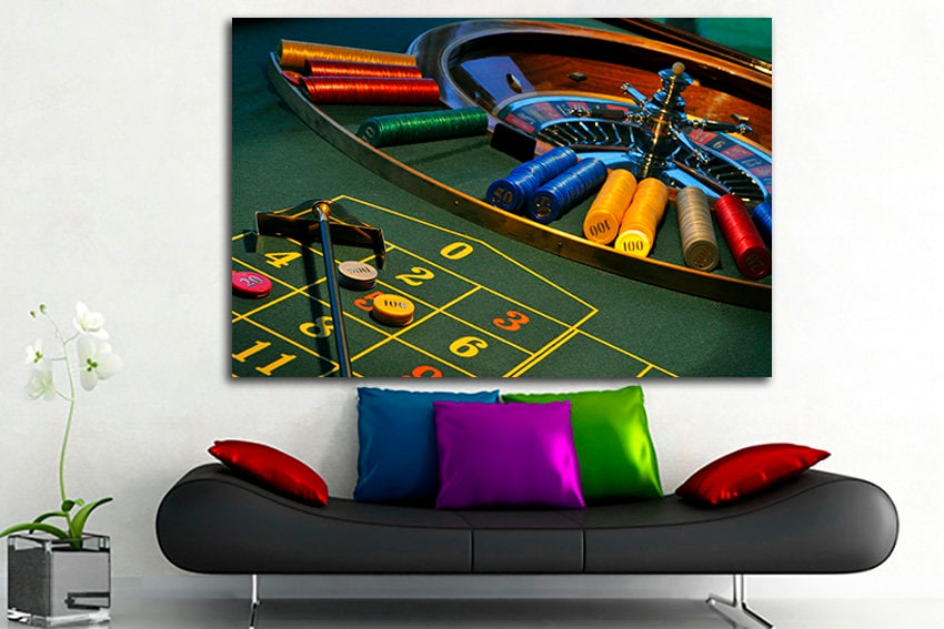 Casino decor Poker game canvas Gambling art Game room print ready to hang