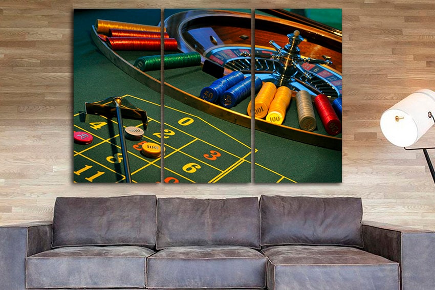 Casino decor Poker game canvas Gambling art Game room print ready to hang