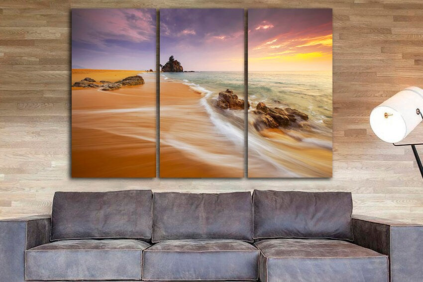 Sand print art Ocean wall decor Landscape beach nature canvas