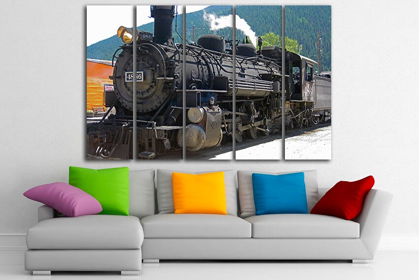 Steam Train canvas Mechanism engine Railway wall decor Railroad art Durango Colorado Old west