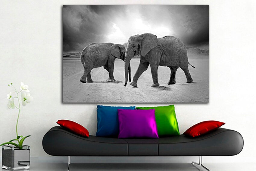 Elephant canvas Multi panel art Animals decor Africa elephant print
