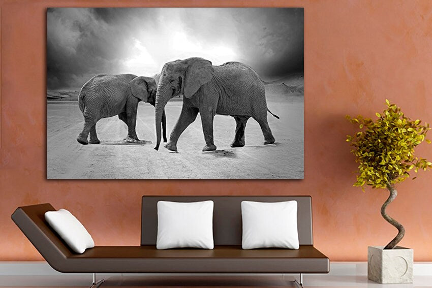 Elephant canvas Multi panel art Animals decor Africa elephant print