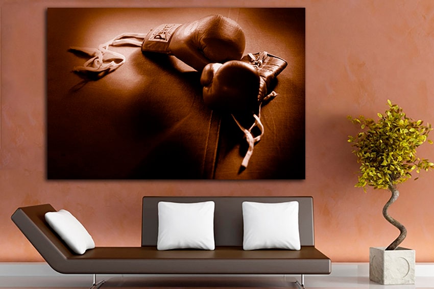 Boxing gloves art Sports сanvas motivation ring decor Gym artwork ready to hang