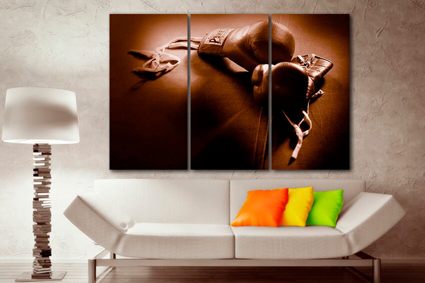 Boxing gloves art Sports сanvas motivation ring decor Gym artwork ready to hang