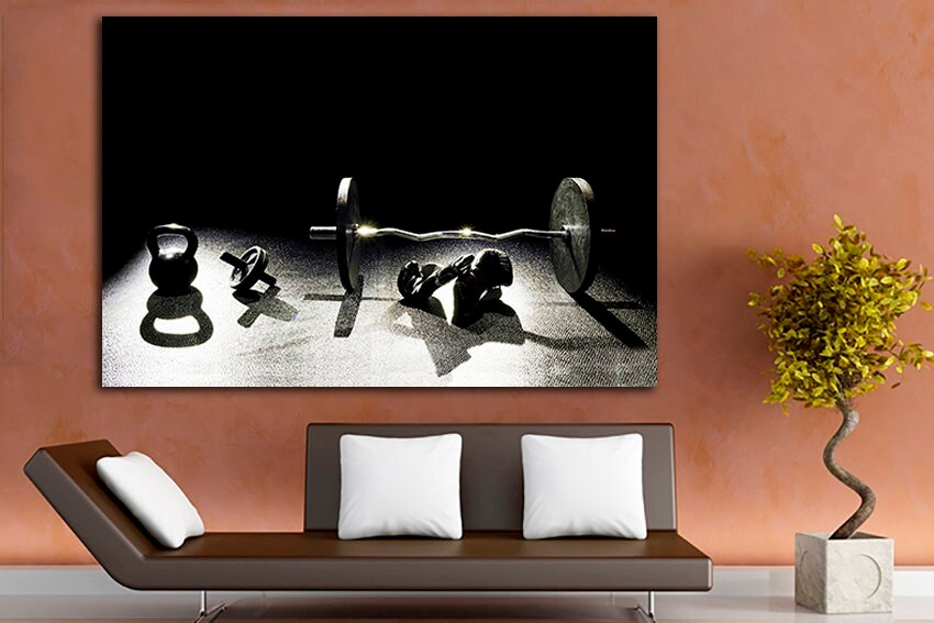 Dumbbells print Sport wall art canvas for gym Gift sportsman Fitness artwork