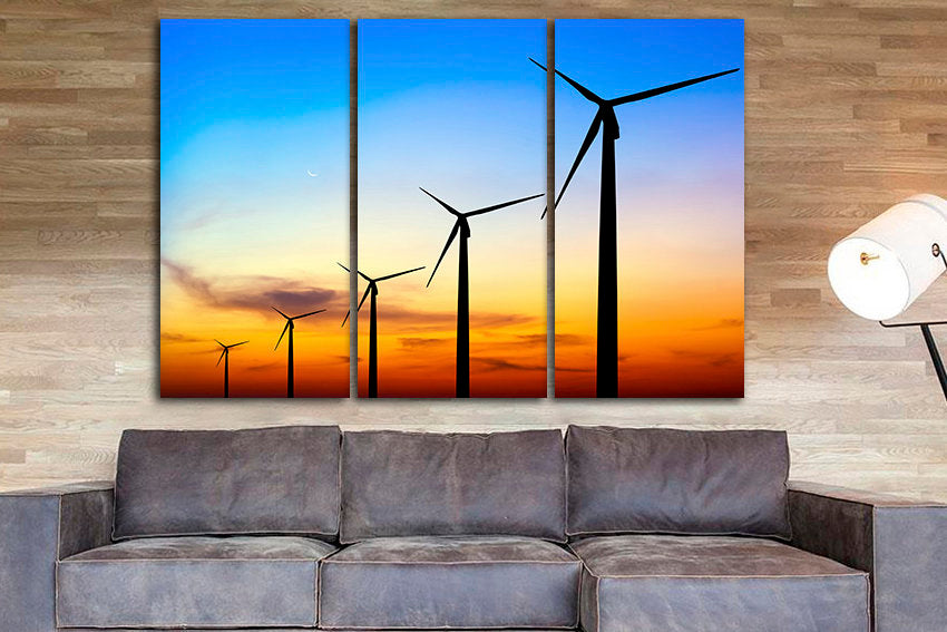 Wind turbine art Generator energy canvas mechanism wall decor