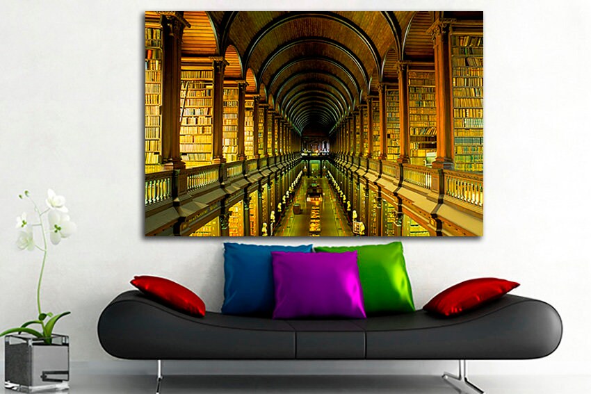 Library print on canvas Literature wall decor Trinity college Ireland library