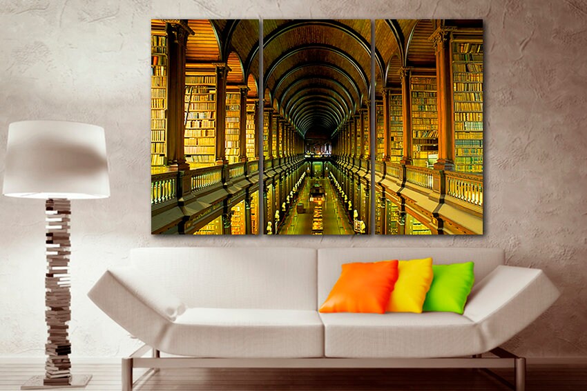 Library print on canvas Literature wall decor Trinity college Ireland library