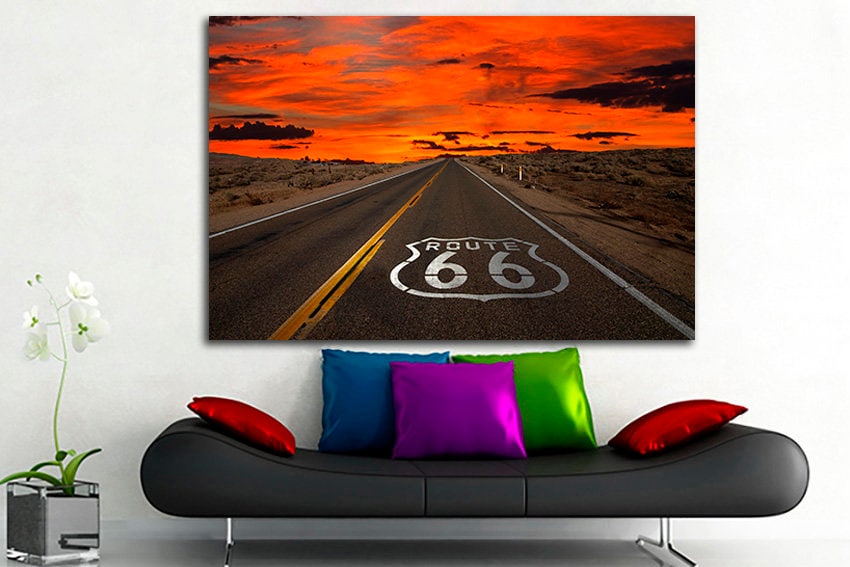 Route 66 print on canvas Highway Chicago decor Travel photography Ready to hang