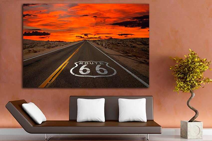 Route 66 print on canvas Highway Chicago decor Travel photography Ready to hang