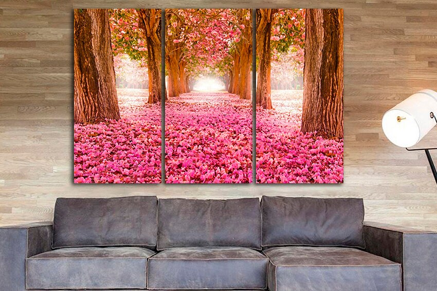 Sakura canvas Large wall art Flowers decor Multi panel print
