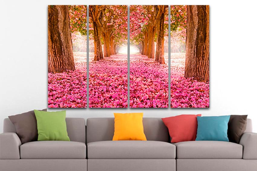 Sakura canvas Large wall art Flowers decor Multi panel print