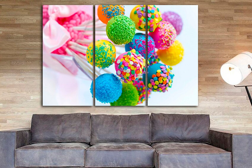 Lollipop print on canvas Colorful sweet decor Kitchen wall art Gift candy