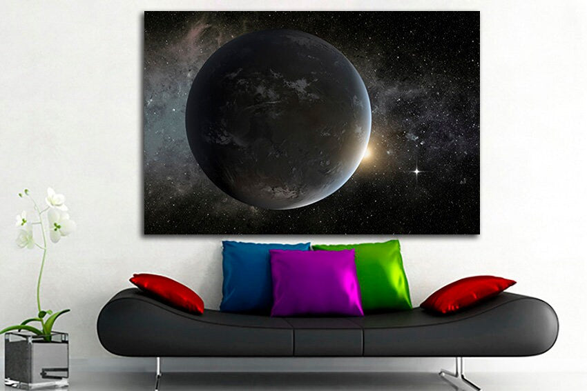 Morning star Print on canvas Space art Star decor Moon artwork Astronomy photo