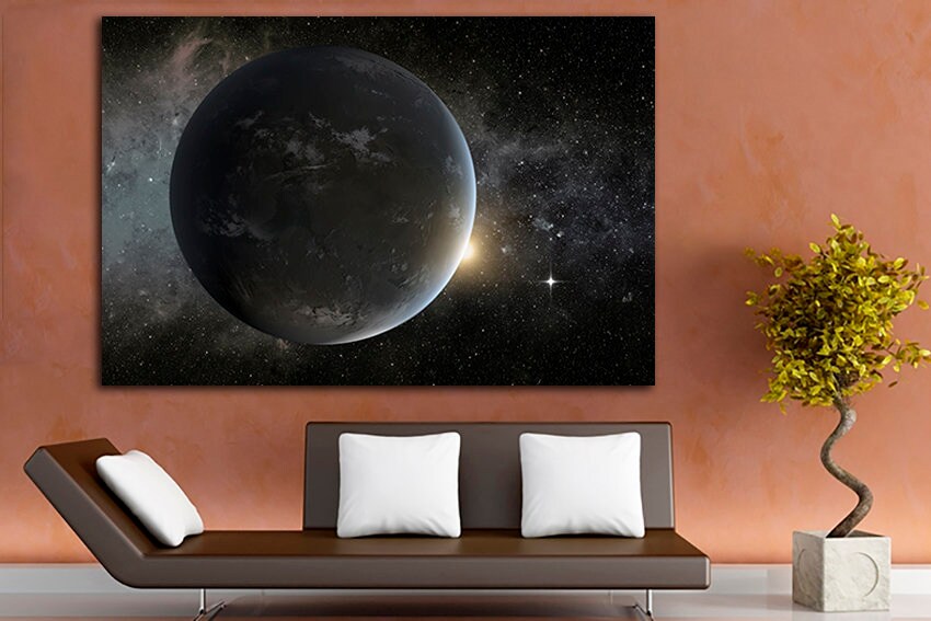 Morning star Print on canvas Space art Star decor Moon artwork Astronomy photo