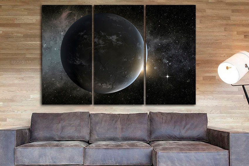 Morning star Print on canvas Space art Star decor Moon artwork Astronomy photo