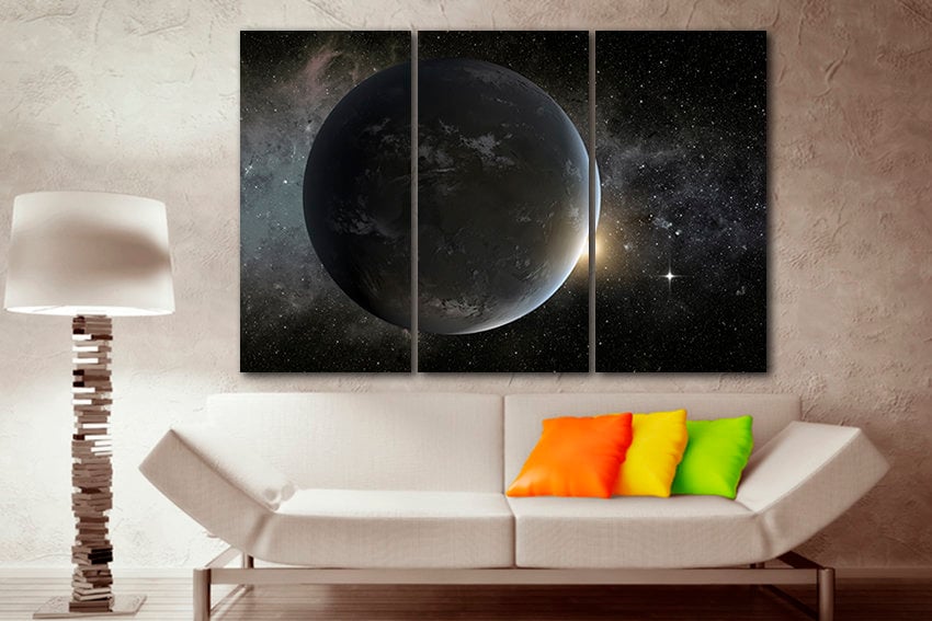 Morning star Print on canvas Space art Star decor Moon artwork Astronomy photo