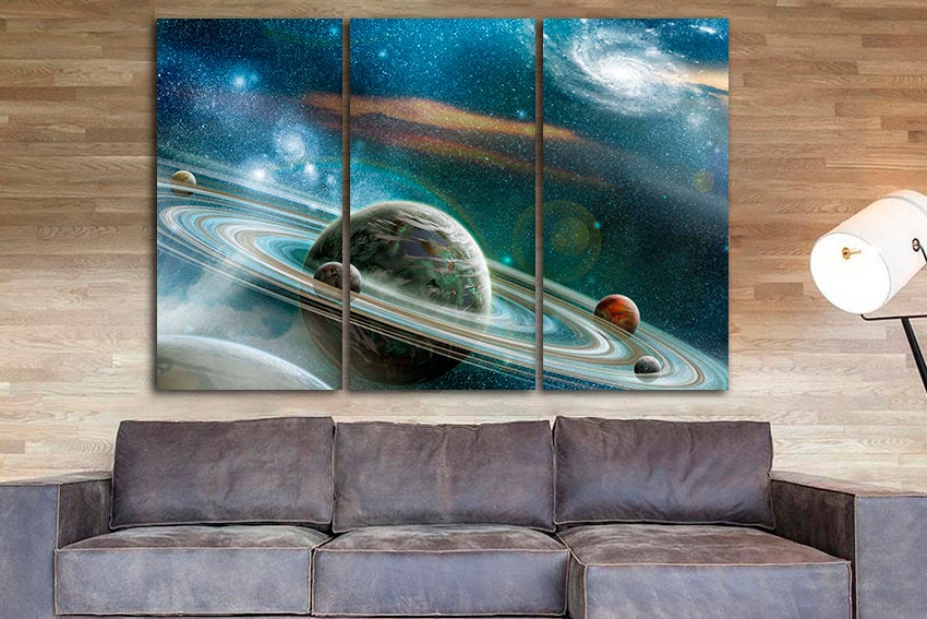 Galaxy wall décor Print on canvas Space Planets art Astronomy science baby room artwork