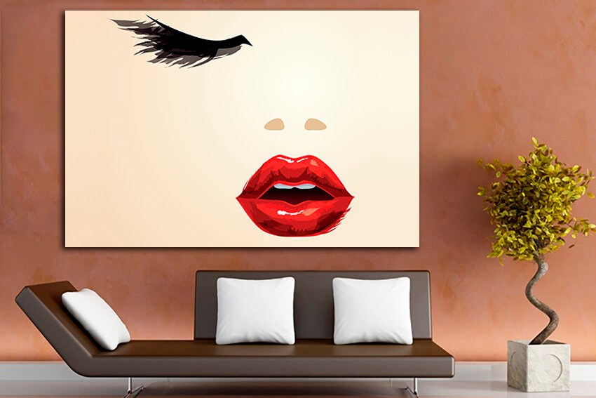 Face canvas Woman face Print on canvas Face wall art Salon decor Sleepy eyes print Beautiful woman Eyes print Salon gift Bedroom wall decor
