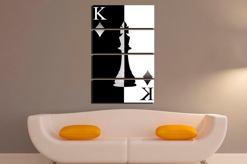 Chess piece Wall art canvas King nursery décor Game gift for chess Checkmate