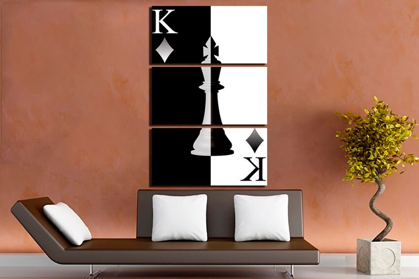 Chess piece Wall art canvas King nursery décor Game gift for chess Checkmate