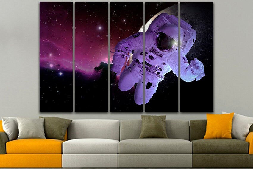 Spaceman print Wall art canvas Cosmonaut Space decor Astronaut Moon picture
