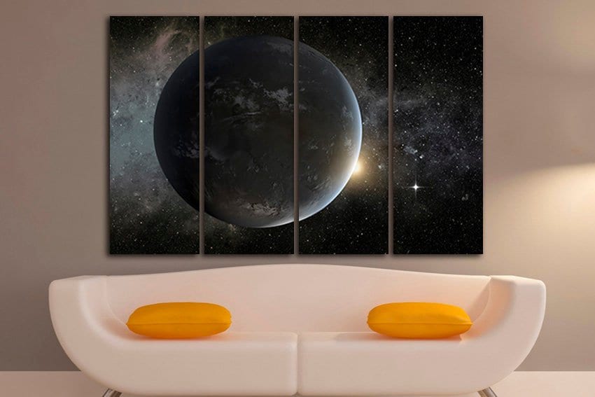 Morning star Print on canvas Space art Star decor Moon artwork Astronomy photo