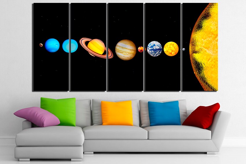 Solar system Print on canvas Planets décor Space artwork Astronomy bedroom wall art