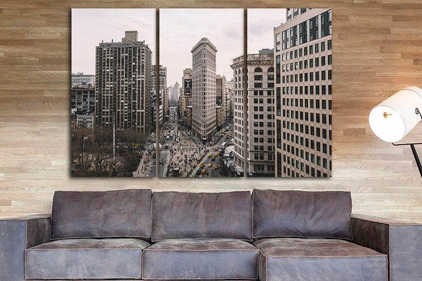 Flatiron building Wall art canvas New York City skyline Manhattan travel decor