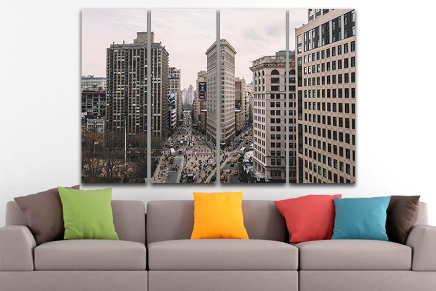Flatiron building Wall art canvas New York City skyline Manhattan travel decor