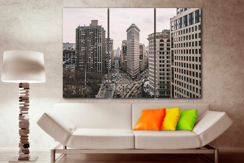 Flatiron building Wall art canvas New York City skyline Manhattan travel decor