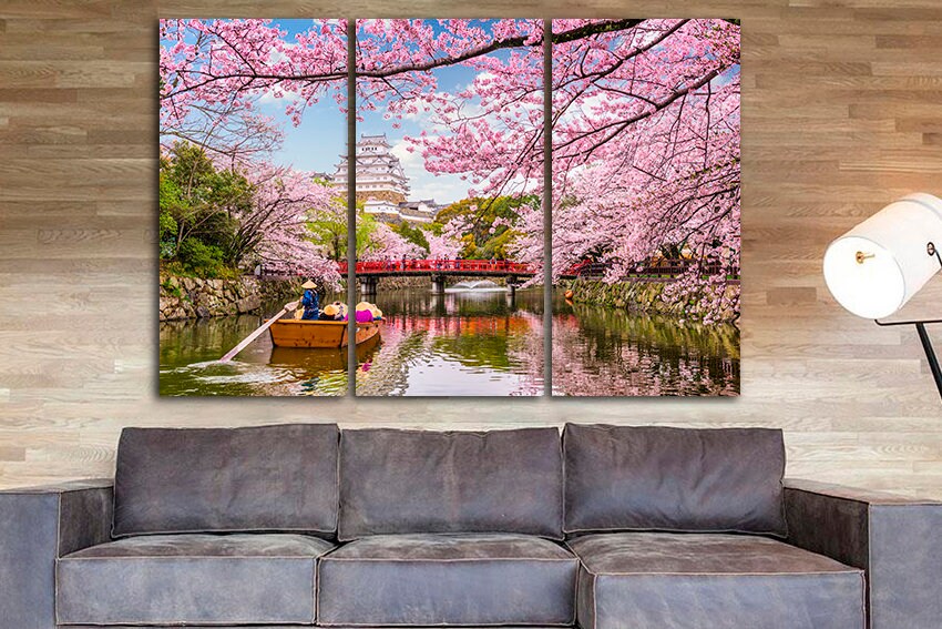 Japan canvas Cherry blossom décor Tree print Asia Japanese gift Sakura art Travel photo