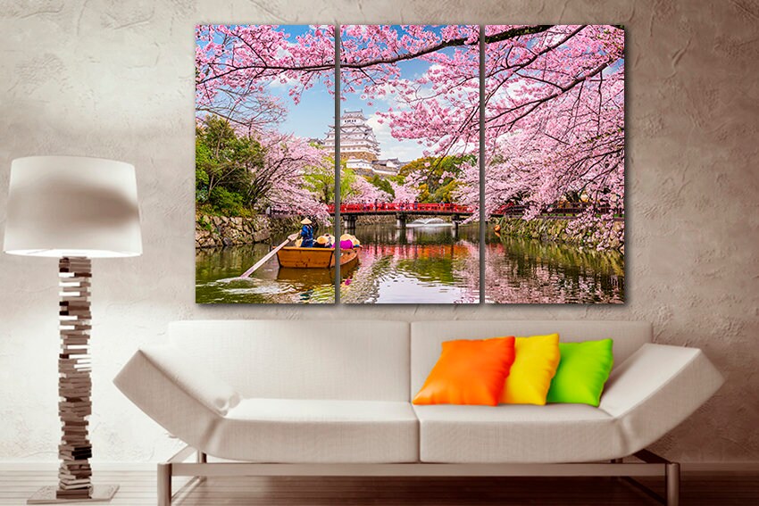 Japan canvas Cherry blossom décor Tree print Asia Japanese gift Sakura art Travel photo