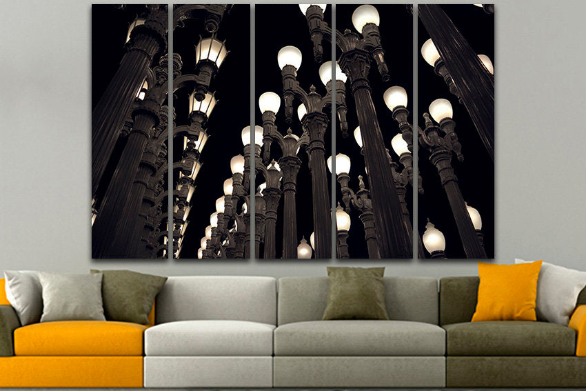 Street lamps Wall art canvas Los angeles print California artwork Urban landscape Travel décor