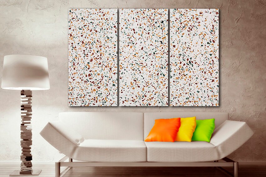 Terrazzo canvas Abstract wall art Elegant print Gold wall art Graphic decor