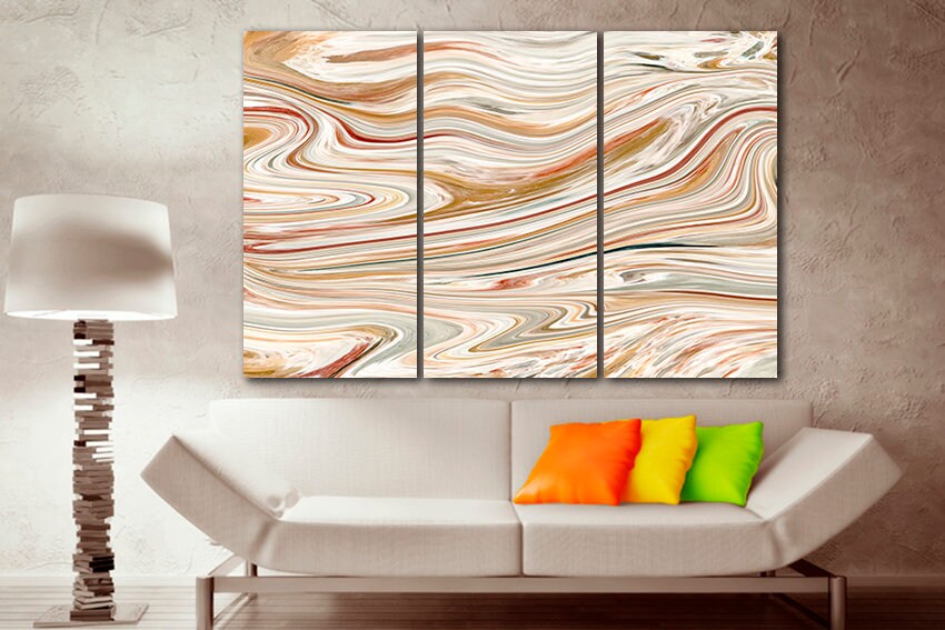 Abstract acrylic wall art canvas Abstraction print Home decoration gift Waves picture gold decor