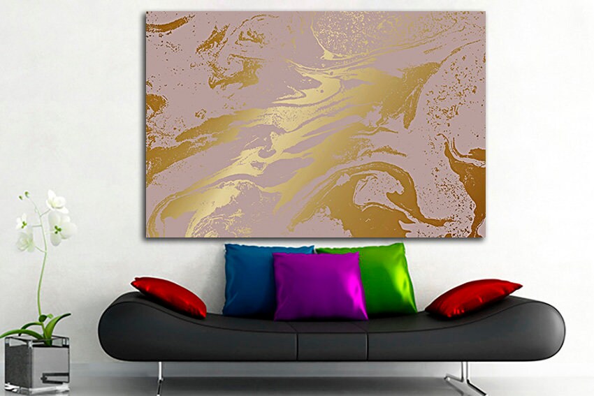 Abstract canvas Metallic artwork Gold wall art Abstraction print